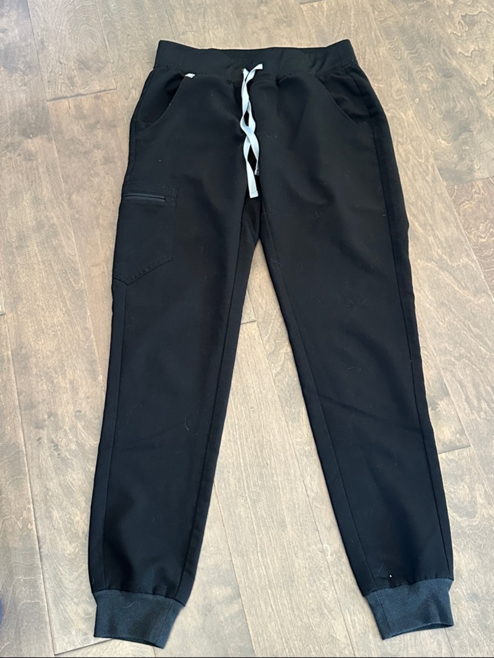Figs Technical Collection Black Scrub Pants with Drawstring Waist
